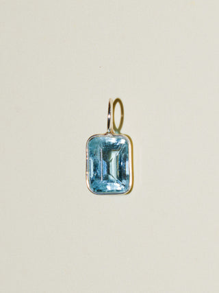 Clue Aquamarine Emerald Cut Charm in Sterling Silver