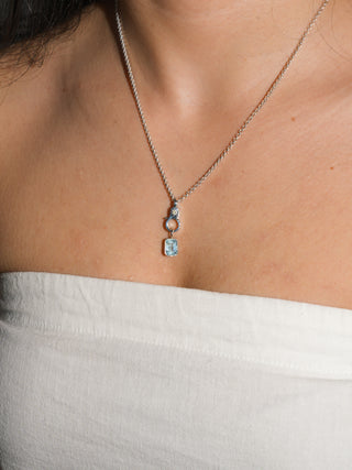 Clue Aquamarine Emerald Cut Charm in Sterling Silver