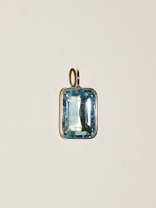 Backstroke Aquamarine Emerald Cut Charm in Sterling Silver