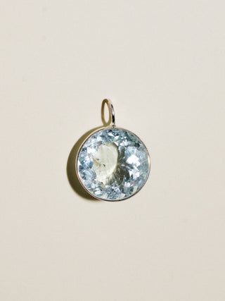 Snowflake Aquamarine Round Cut Charm in Sterling Silver