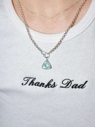 March Baby Aquamarine Trillion Cut Charm in Sterling Silver