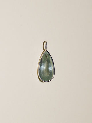 Dewdrop Aquamarine Teardrop Cut Charm in Sterling Silver
