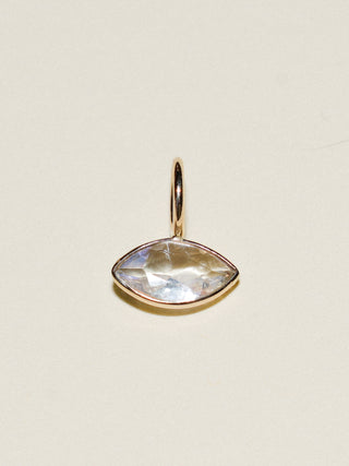Eye Love Moonstone East West Marquise Charm in Yellow 14k Gold