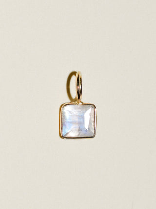 Mila's Moonstone Square Cut Charm in Yellow 14k Gold