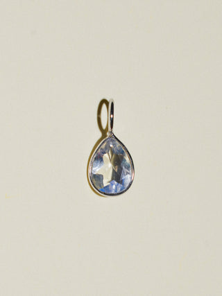 Kitty Cat Moonstone Teardrop Cut Charm in White 14k Gold