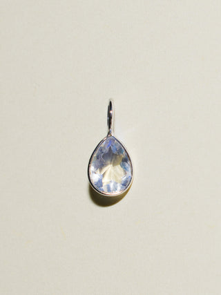 Kitty Cat Moonstone Teardrop Cut Charm in White 14k Gold