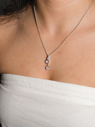 Kitty Cat Moonstone Teardrop Cut Charm in White 14k Gold