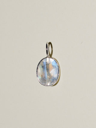 Midnight Moonstone Oval Cut Charm in White 14k Gold