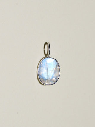 Midnight Moonstone Oval Cut Charm in White 14k Gold
