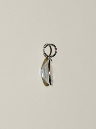 Midnight Moonstone Oval Cut Charm in White 14k Gold