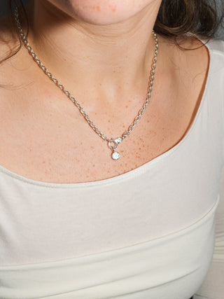 Kiss Me Under the Moonstrone Round Cut Charm in White 14k Gold