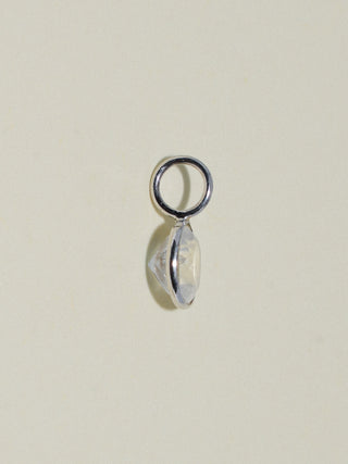 Kiss Me Under the Moonstrone Round Cut Charm in White 14k Gold