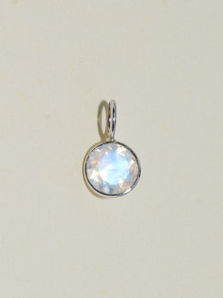 Kiss Me Under the Moonstrone Round Cut Charm in White 14k Gold