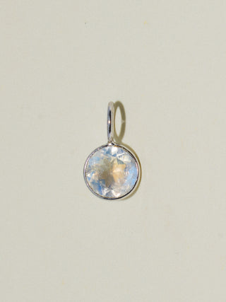 Kiss Me Under the Moonstrone Round Cut Charm in White 14k Gold