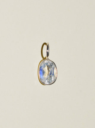 Full Moonstone Oval Cut Charm in Sterling Silver
