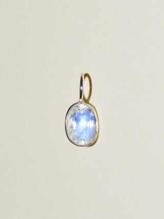 Full Moonstone Oval Cut Charm in Sterling Silver