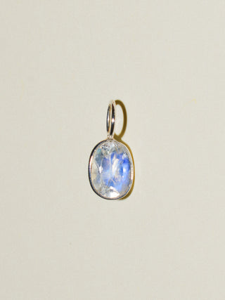 Full Moonstone Oval Cut Charm in Sterling Silver