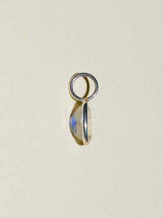 Full Moonstone Oval Cut Charm in Sterling Silver