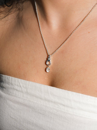 Full Moonstone Oval Cut Charm in Sterling Silver