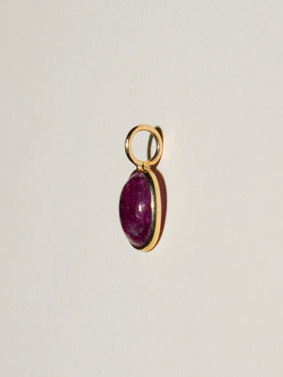 Flirty Pink Tourmaline Oval Cabochon Charm in Yellow 14k Gold