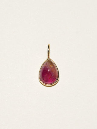 PB&J Pink Tourmaline Pear Cabochon Charm in Yellow 14k Gold