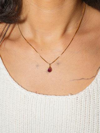 PB&J Pink Tourmaline Pear Cabochon Charm in Yellow 14k Gold