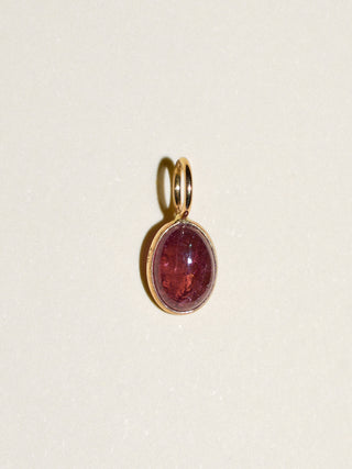 Te Amo Pink Tourmaline Oval Cabochon Charm in Yellow 14k Gold