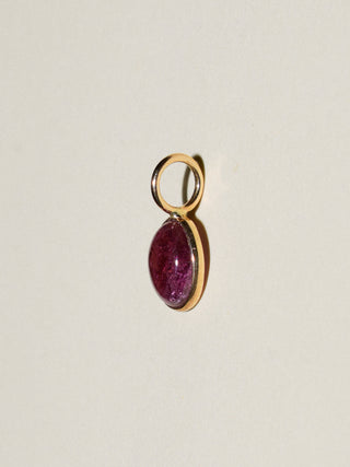 Te Amo Pink Tourmaline Oval Cabochon Charm in Yellow 14k Gold