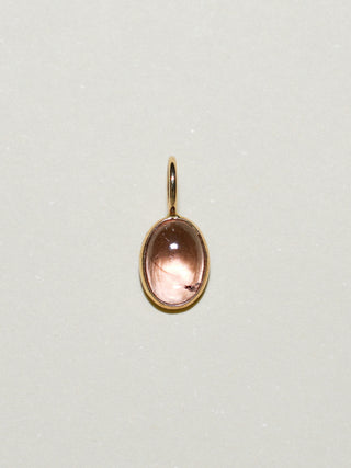Cotton Candy Pink Tourmaline Oval Cabochon Charm in Yellow 14k Gold