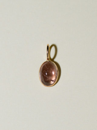 Cotton Candy Pink Tourmaline Oval Cabochon Charm in Yellow 14k Gold