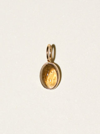 Glory Orange Tourmaline Oval Cabochon Charm in Yellow 14k Gold