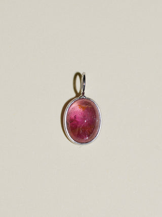 Cheeky Pink Tourmaline Oval Cabochon Charm in White 14k Gold