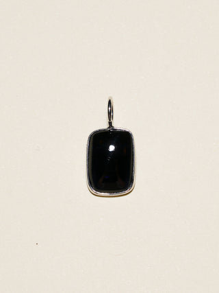 Noir Tourmaline Cabochon Cut Charm in 14k White Gold