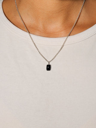 Noir Tourmaline Cabochon Cut Charm in 14k White Gold