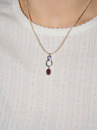 Fondness Pink Tourmaline Oval Cabochon Charm in White 14k Gold