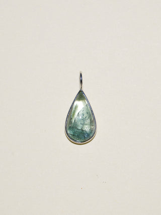 The Sea Gull Tourmaline Teardrop Cabochon Charm in White 14k Gold