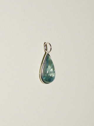 The Sea Gull Tourmaline Teardrop Cabochon Charm in White 14k Gold