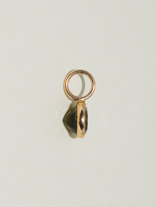 Machine Green Tourmaline Round Cut Charm in Yellow 14k Gold