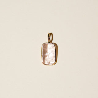 Pink Marshmallow Morganite Cabochon Charm in Yellow 14k Gold