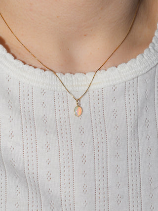 Dragonscale Opal Oval Cabochon Charm in Yellow 14k Gold