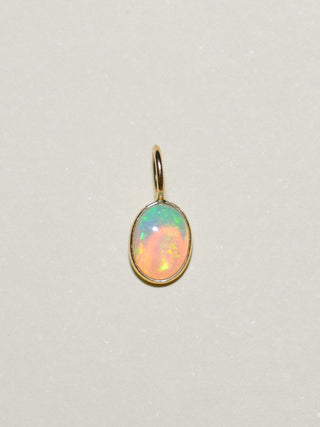 Dragonscale Opal Oval Cabochon Charm in Yellow 14k Gold