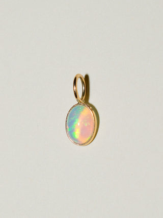Dragonscale Opal Oval Cabochon Charm in Yellow 14k Gold