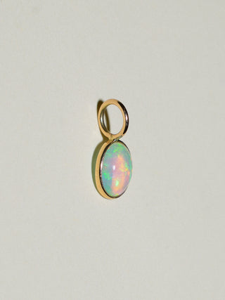 Dragonscale Opal Oval Cabochon Charm in Yellow 14k Gold