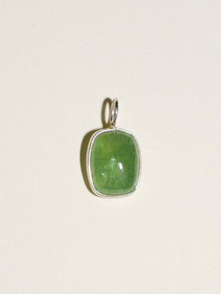 Rainforest Tsavorite Cushion Cabochon Charm in Sterling Silver