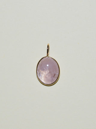 Cotton Candy Cloud Morganite Oval Cabochon Charm in Yellow 14k Gold
