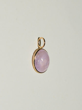 Cotton Candy Cloud Morganite Oval Cabochon Charm in Yellow 14k Gold