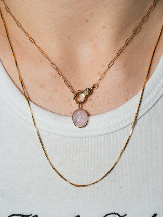 Cotton Candy Cloud Morganite Oval Cabochon Charm in Yellow 14k Gold