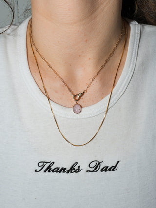 Cotton Candy Cloud Morganite Oval Cabochon Charm in Yellow 14k Gold