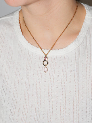 Adoration Morganite Oval Cabochon Charm in Yellow 14k Gold