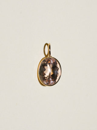 Kiss Kiss Morganite Oval Cut Charm in Yellow 14k Gold